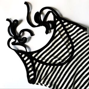 Forever 21 Black + White Striped Bodysuit M